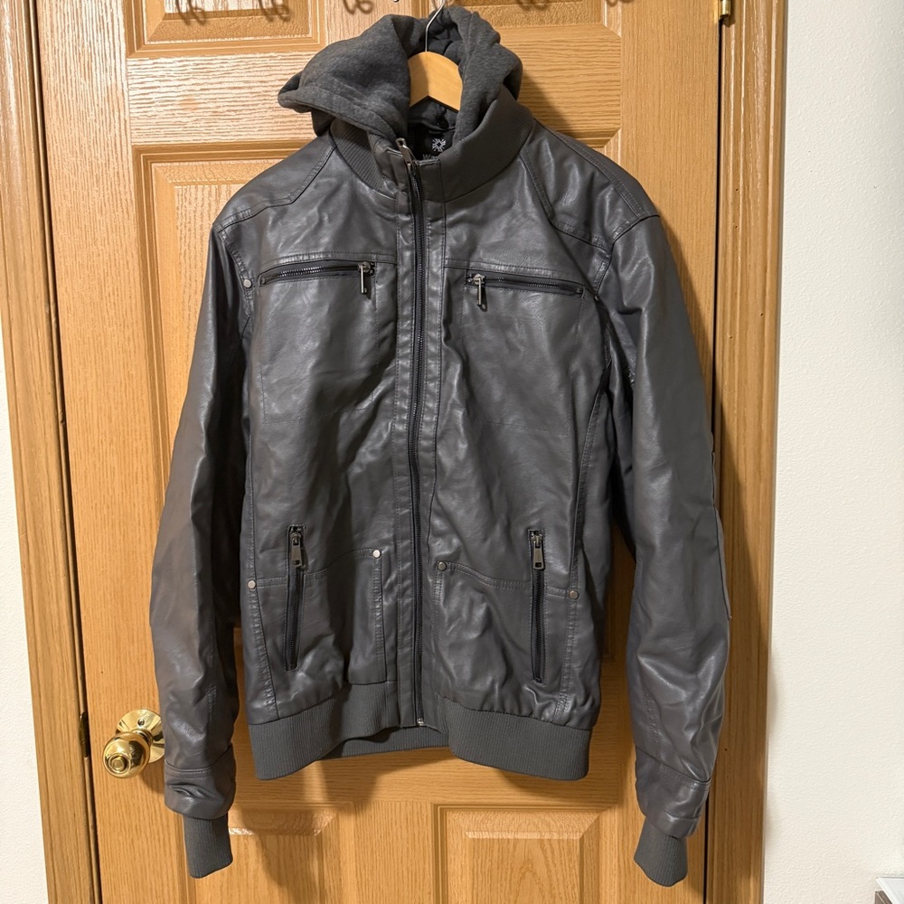 Men's Charcoal Hooded Jacket - Picture 3 of 11